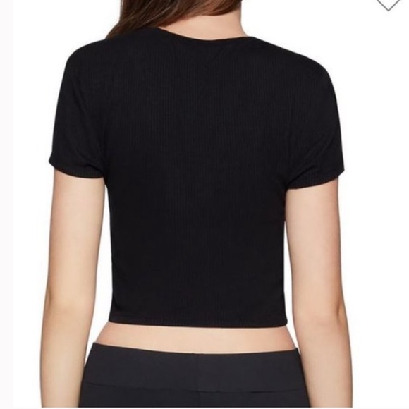BCBGeneration Solid Black Crop Top T-Shirt, XXS - Picture 2 of 7